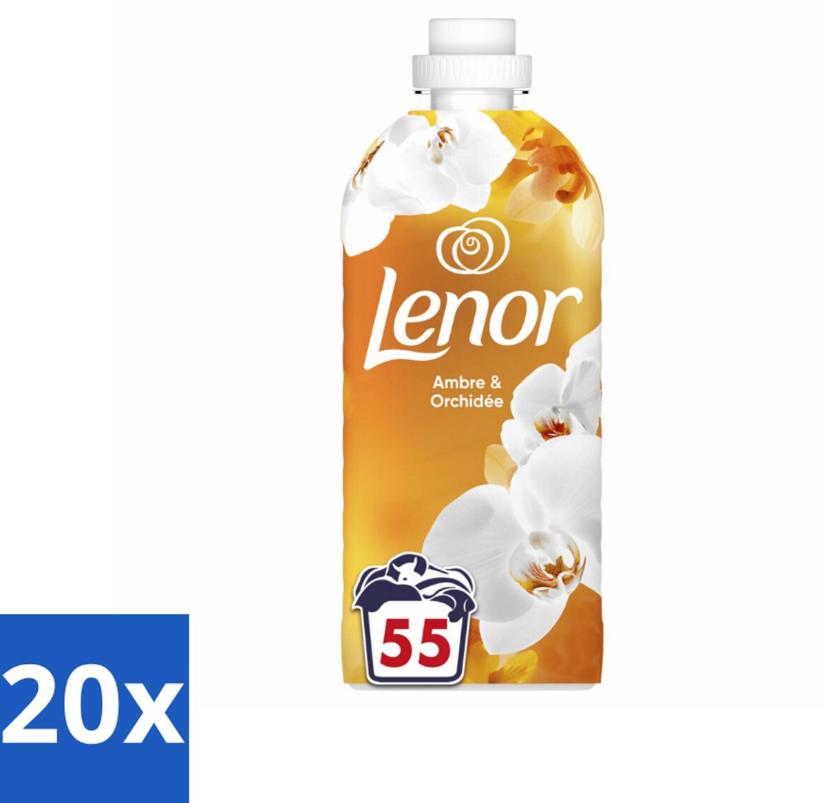 20 x Lenor - Wasverzachter - Amber & Orchidee - Fris & Zacht - 55 Wasbeurten - Wasverzachter - Geur - Frisheid - Ontspanning - Huidvriendelijk