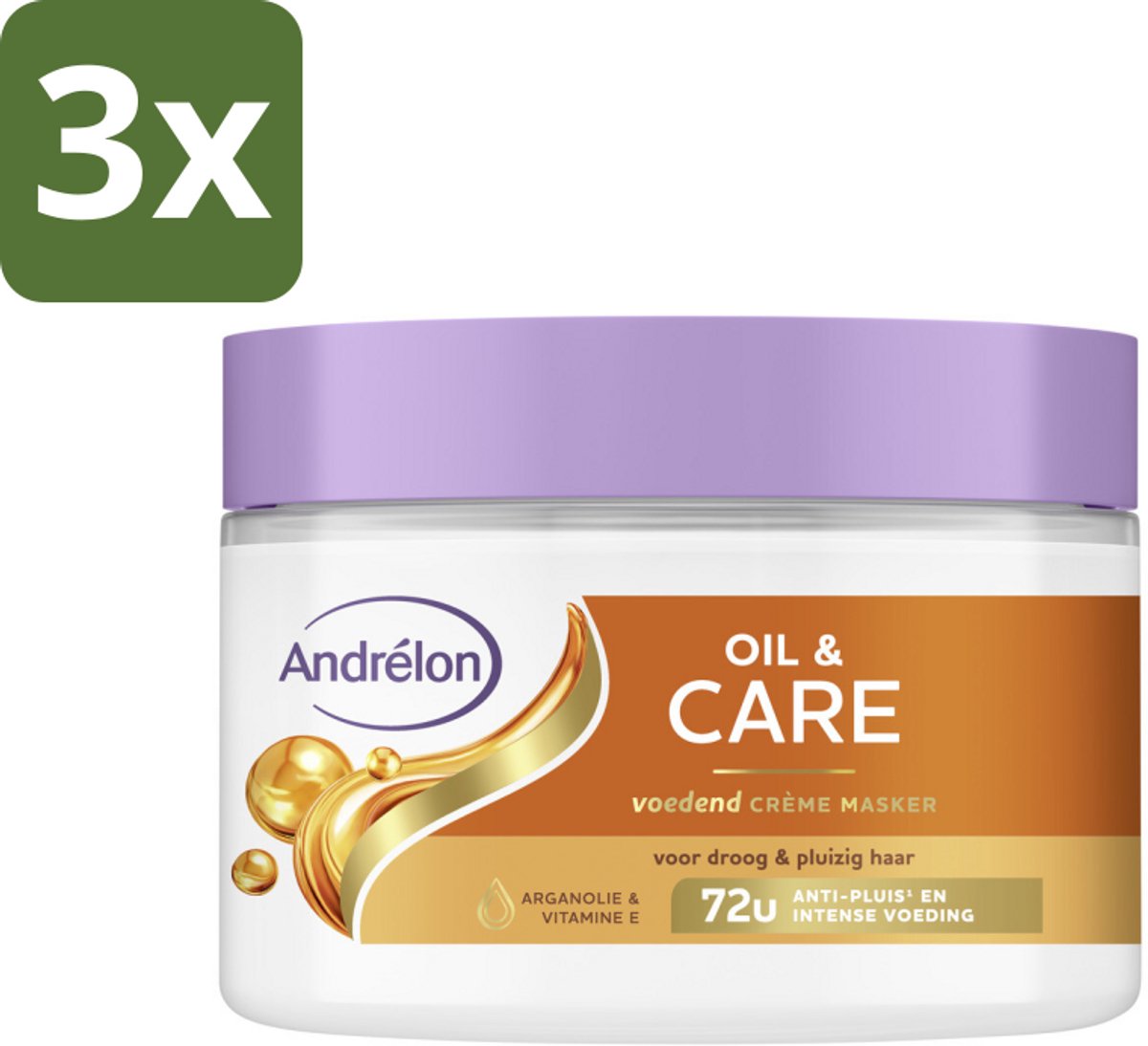 3 x Andrélon – Crème Haarmasker – Oil & Care – 300 ml - Haarmasker - Droog Haar - Pluisvrij Haar - Arganolie - Amandelolie