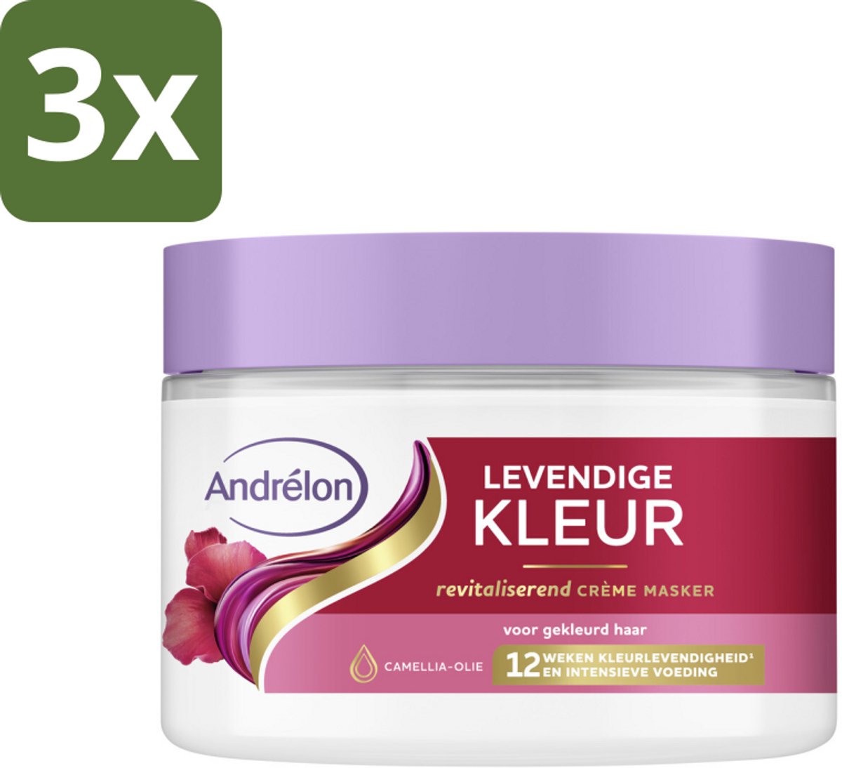 3 x Andrélon – Crème Haarmasker – Levendige Kleur – 300 ml - Kleurcrème Haarmasker - Gekleurd Haar Verzorging - Kleurlevendigheid - Haar Glans - Haarvoeding