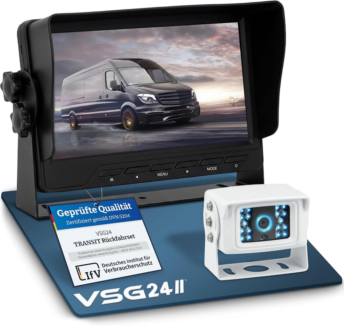 VSG 24 24112 – 7" Transporter Rear View Video System, Camera Set incl. 20 m Cable, Night Vision, 120° Angle, 12-24 V - ShopVlot