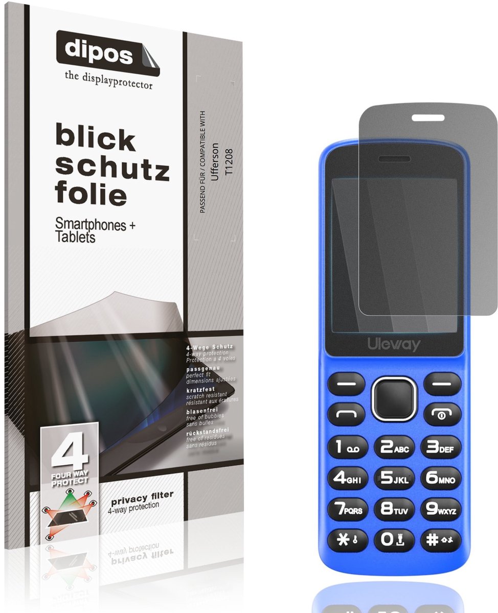 dipos – Matte Privacy Screenprotector geschikt voor Ufferson T1208 | Anti-Spy Beschermfolie