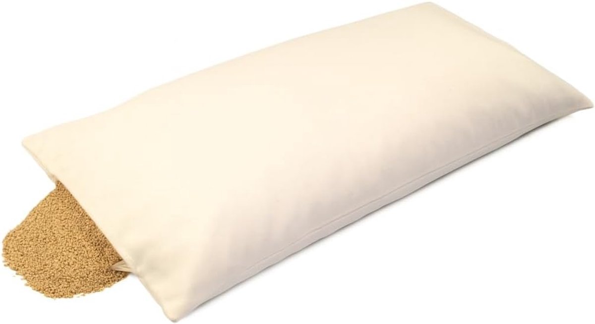 GIRAFFENLAND Organic millet cushion 40x80 cm, twill cotton raw white, with organic millet husks, directly filled - ShopVlot