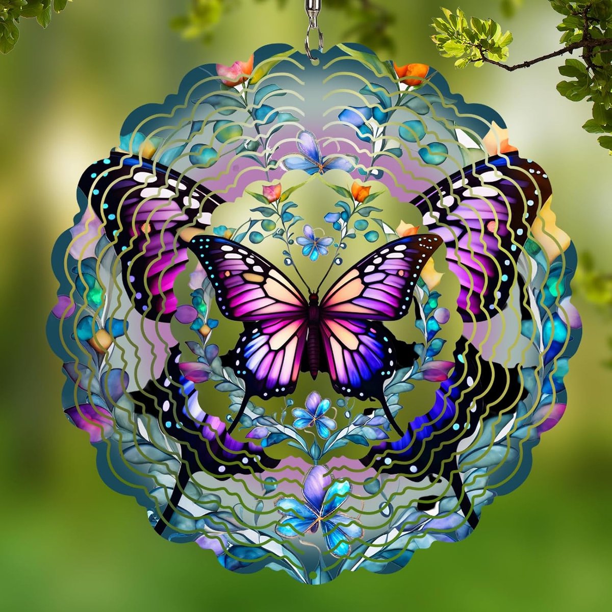 Kleurrijke vlinder windspinner, 25 cm metaal, vogelverschrikker, hangdecoratie voor tuin en terras