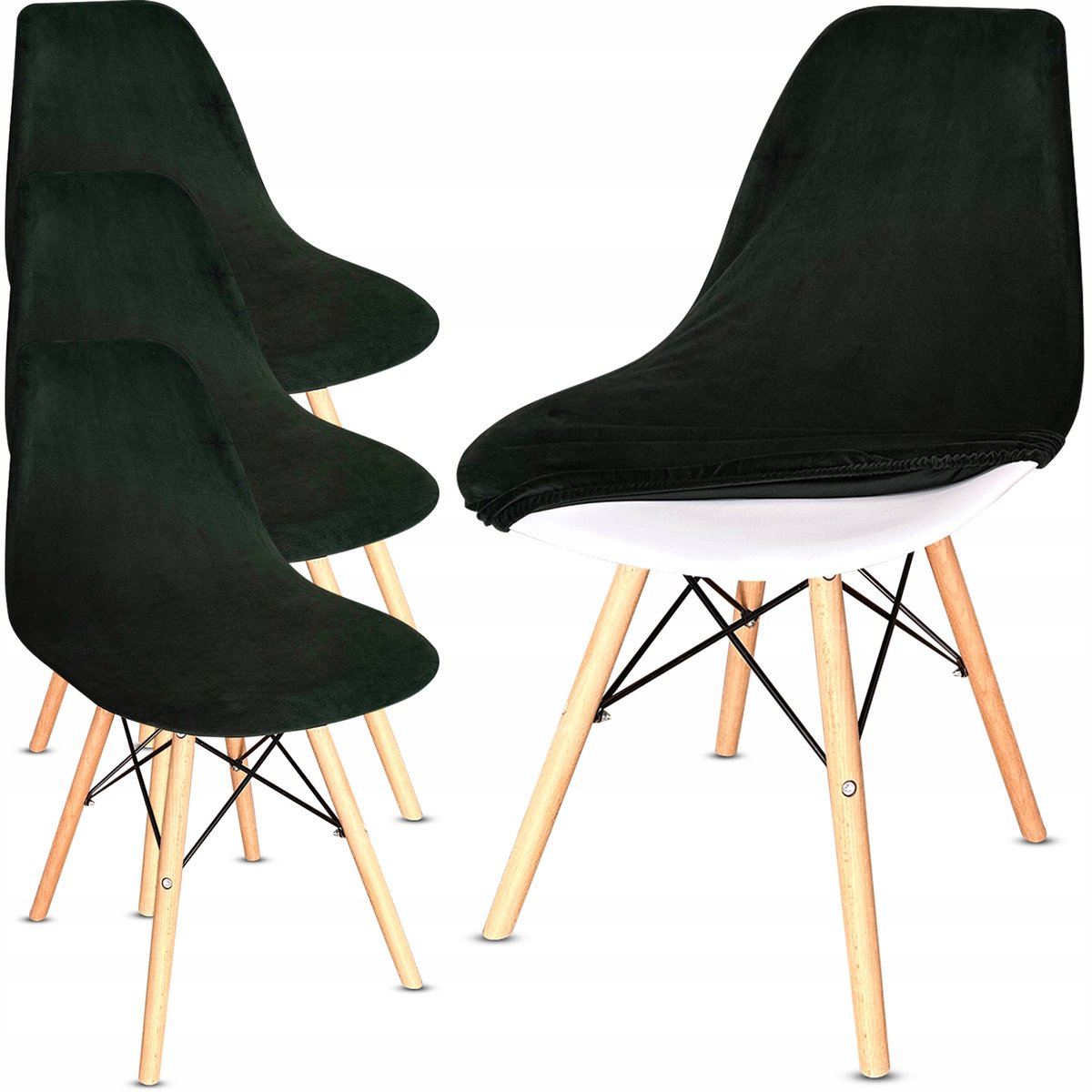 4x Stoelhoes Scandinavisch Velours Flesgroen