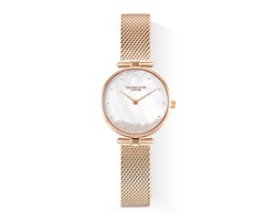 Victoria Hyde "Pearl" - Elegante Horloge - Dames Horloges - Goudkleurig - Witte Wijzerplaat - Leuke Cadeau - 3ATM Waterdicht - Cadeau Voor Haar - 30mm