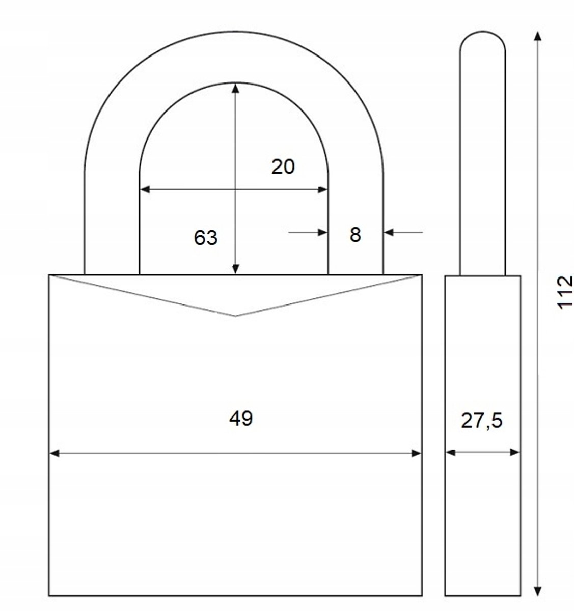 ABUS Hangslot 4 stuks, één sleutel, 70/45HB63, messing