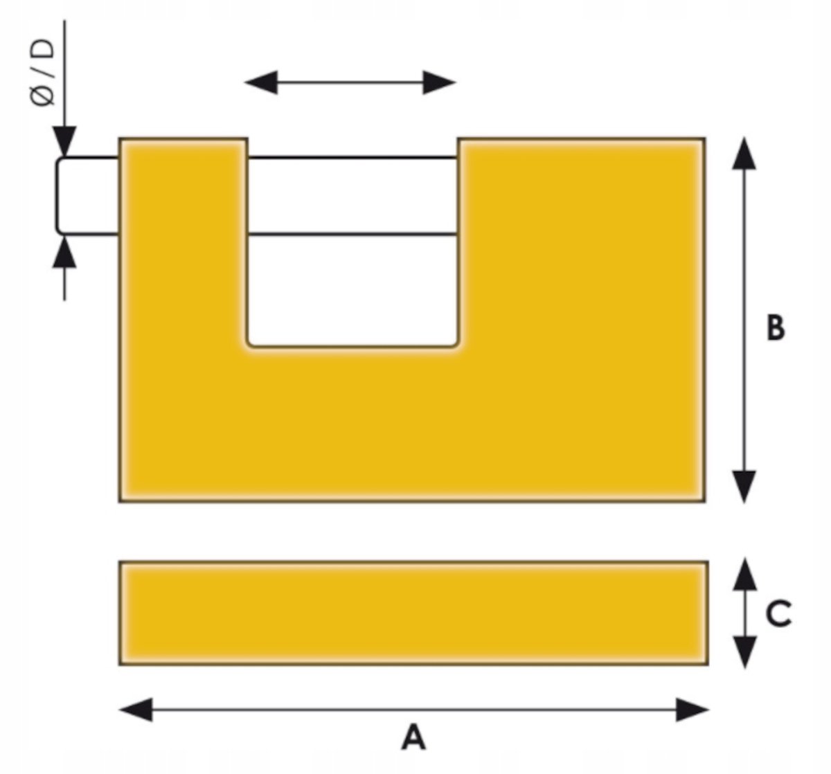 Merkloze Messing Hangslot 60mm met 3 Sleutels