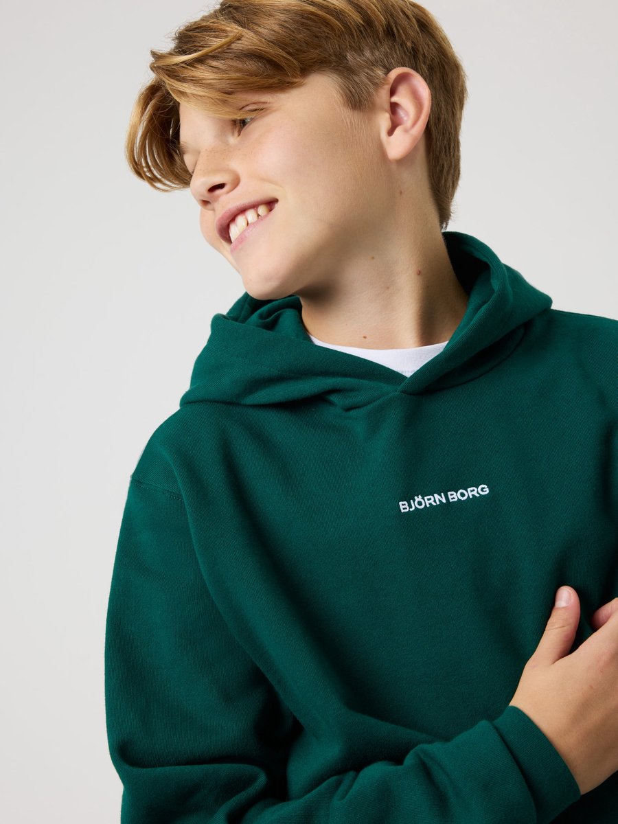 Björn Borg Classic Hoodie Jongens Trui met Capuchon Kinderen - Rain Forest Groen - Maat 170