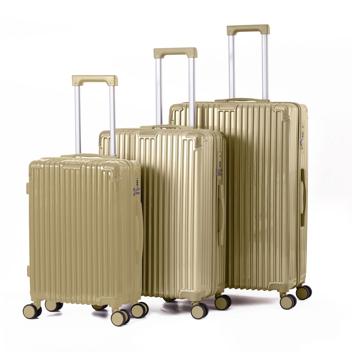 FLY&BYE® Kofferset Titan - S/M/L - 3 Delig - Complete Set - 39 Handbagage + 71 en 113L Ruimbagage - TSA Cijferslot - Champagne