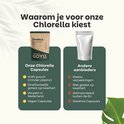 Vergelijking van GOYU Chlorella capsules met andere aanbieders. GOYU heeft een kraft zakje, andere aanbieders plastic verpakkingen.
