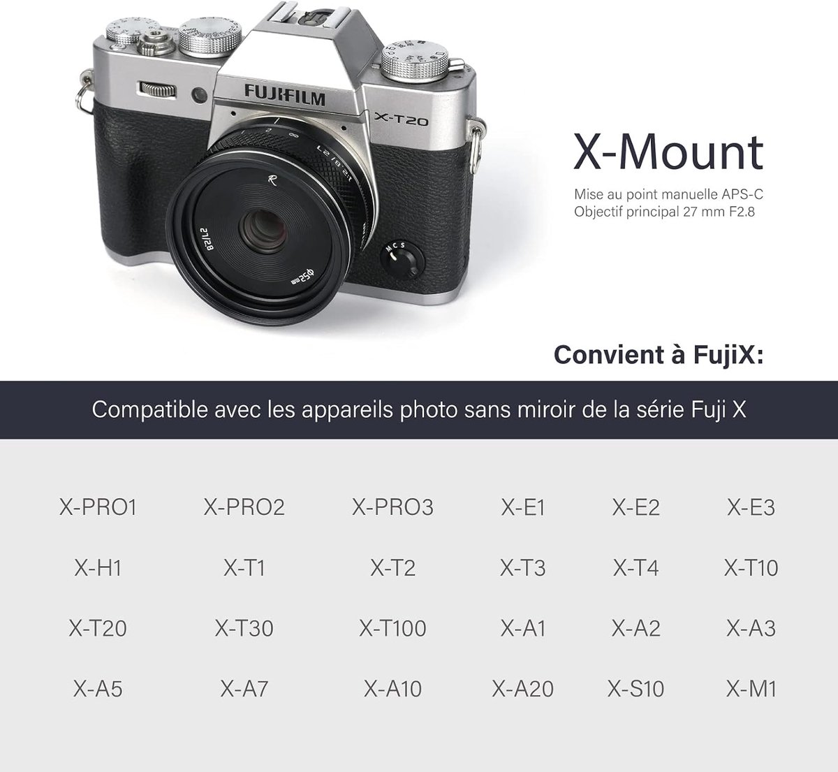 Wide Aperture Lens 27mm F2.8 - Handmatig - Voor Fuji X-Mount - Perfect voor portretfotografie - Luxento
