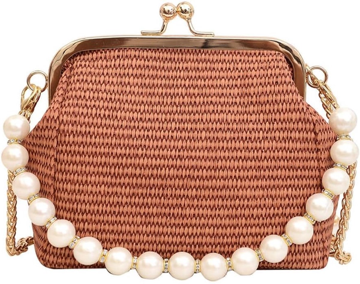 Handtas dames - clutch van stro - met schouderriem - ideaal voor strand of feest - ShopVlot