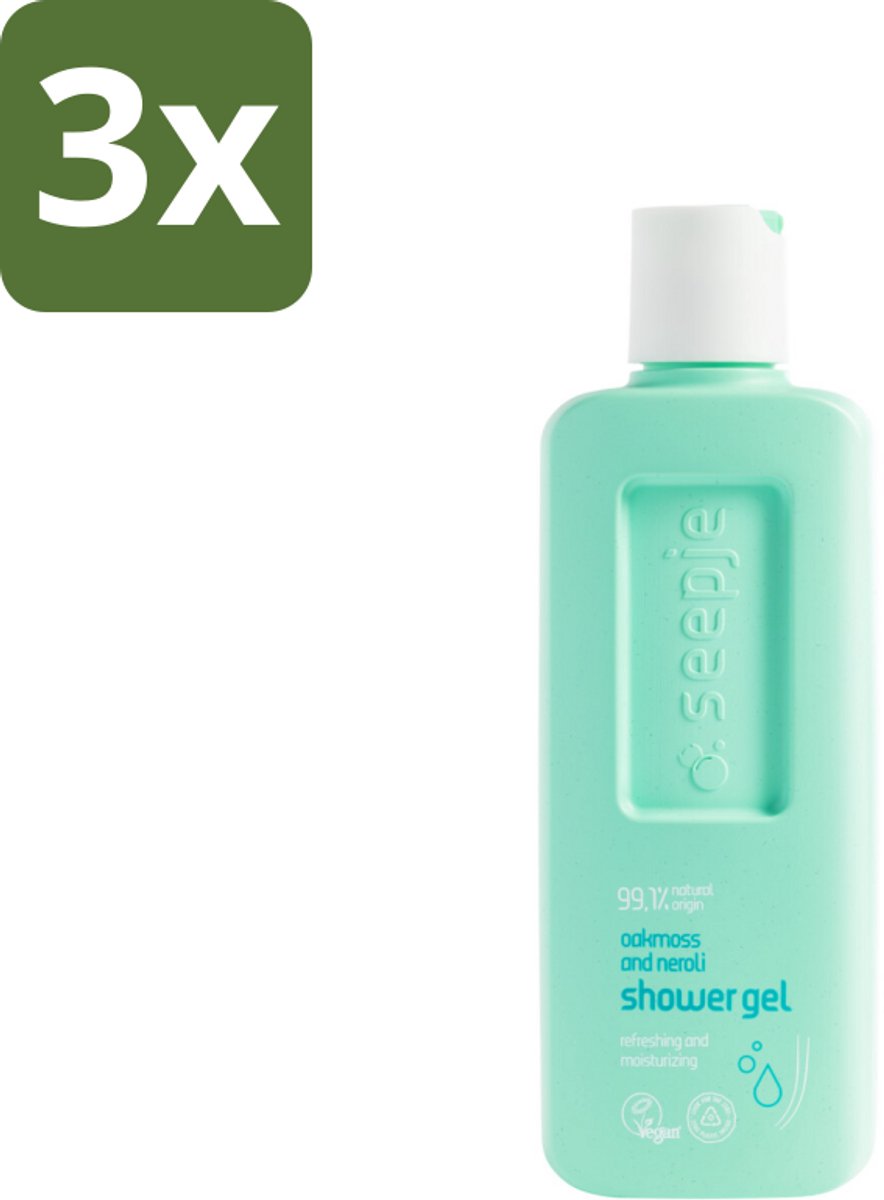 Seepje - Douchegel - Hydraterend & Verfrissend - Eikenmos en Neroli - 300 ml - Bulkverpakking - 3 stuks