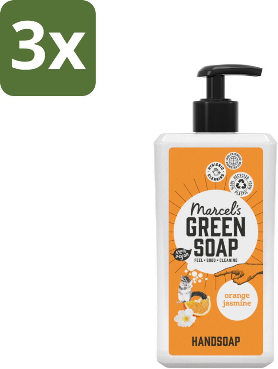 Marcel's Green Soap - Handzeep - Sinaasappel & Jasmijn - Voor dagelijks gebruik - 500 ml - Bulkverpakking - 3 stuks