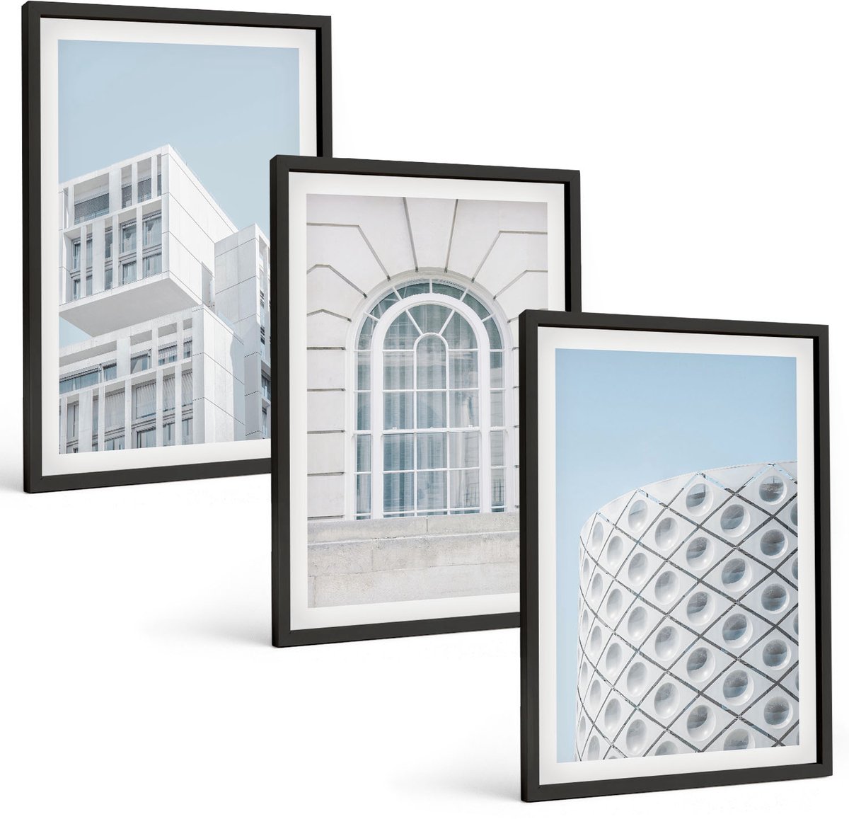 Tulup 4-Delige Schilderij Set - Moderne architectuur: minimalisme en geometrie - 40 x 60 cm - Muurdecoratie - Interieur Decoratie - Decoratieve Schilderijen