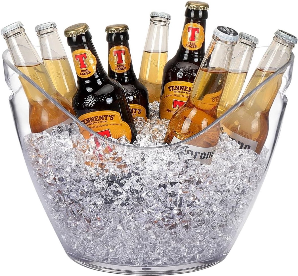 Serveerschaal met koelelement - Transparant - 35 x 26,5 x 27 cm - Ideaal voor feestjes - Voor Dranken
