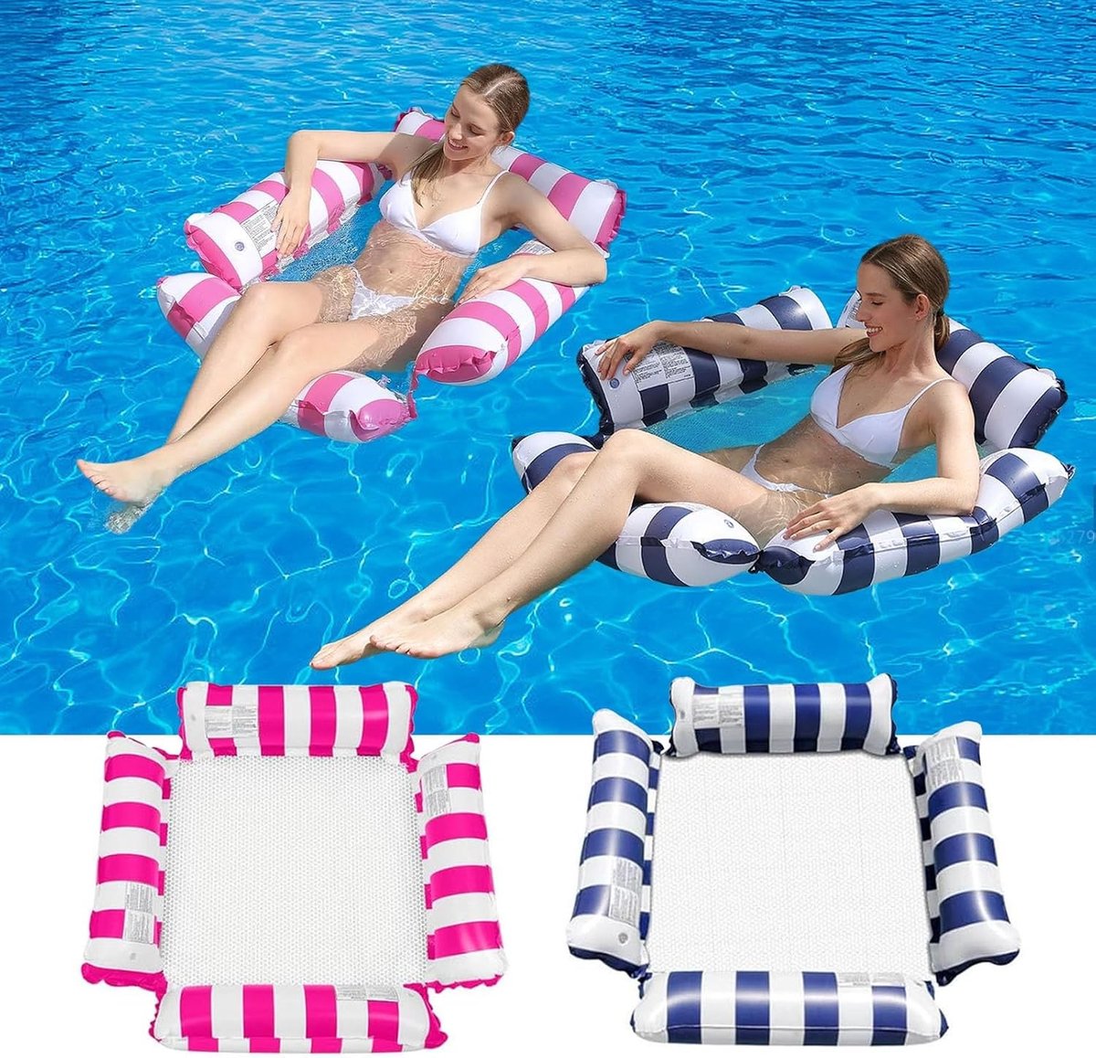 Waterhangmat - Rood - 123 x 120 cm - 4-in-1 multifunctioneel - Voor in het zwembad