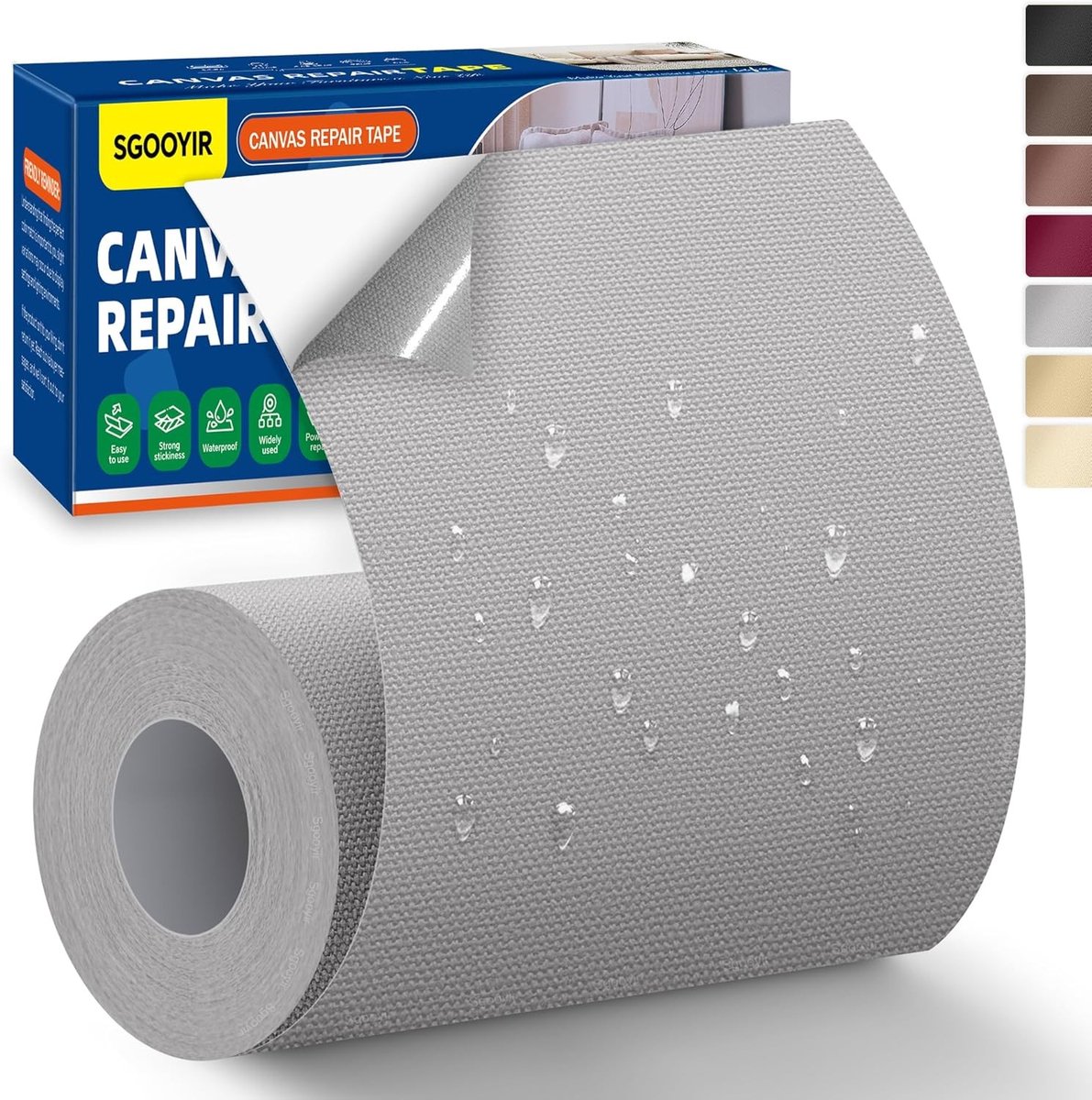 Reparatieset tentdoek - Grijs - 10 x 200 cm - Zelfklevende canvas reparatietape - Voor stoffen en outdoor gebruik