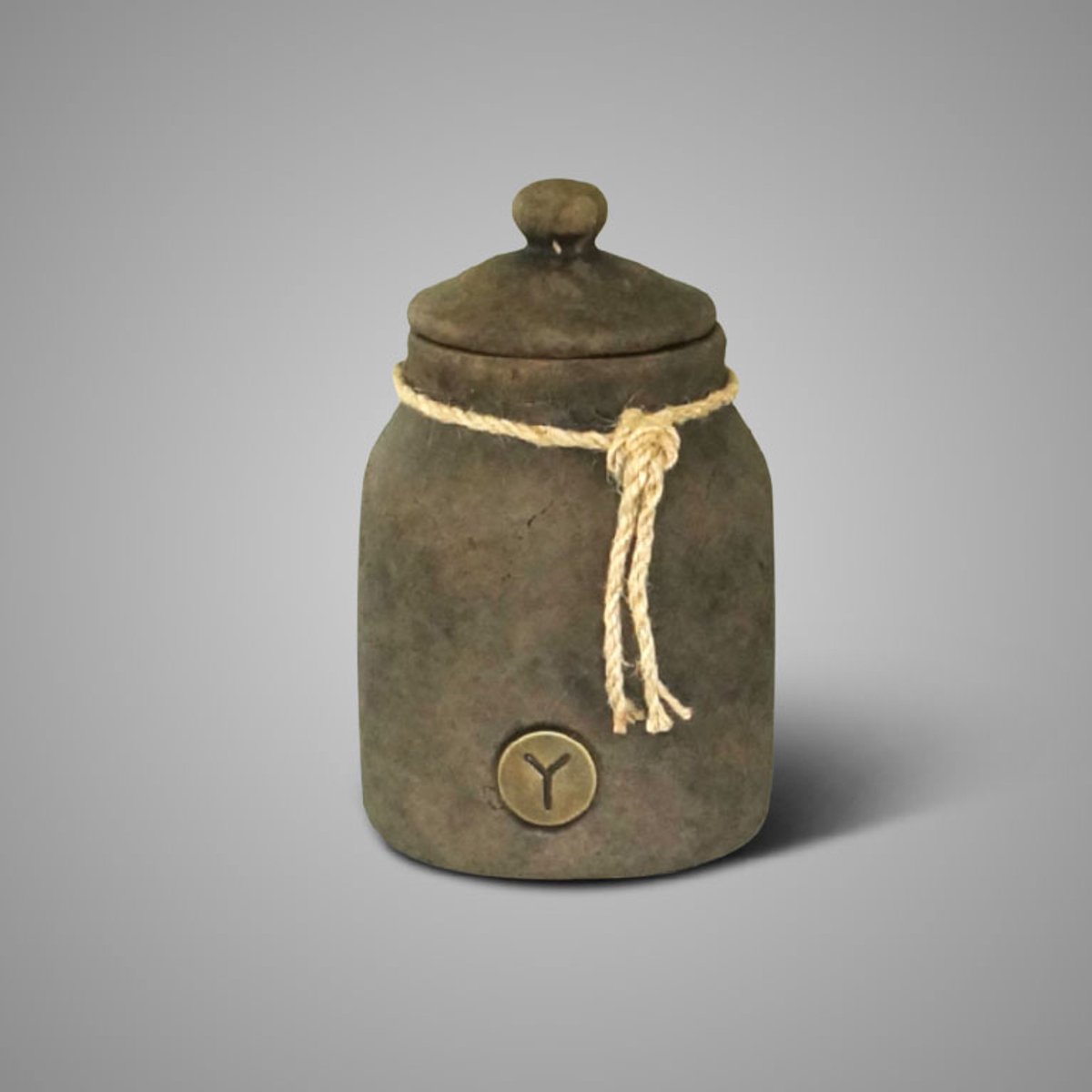 Brynxz decoratie pot- Pot and Top with Rope Majestic Brown M - woondecoratie- stoer en sober- Landelijk