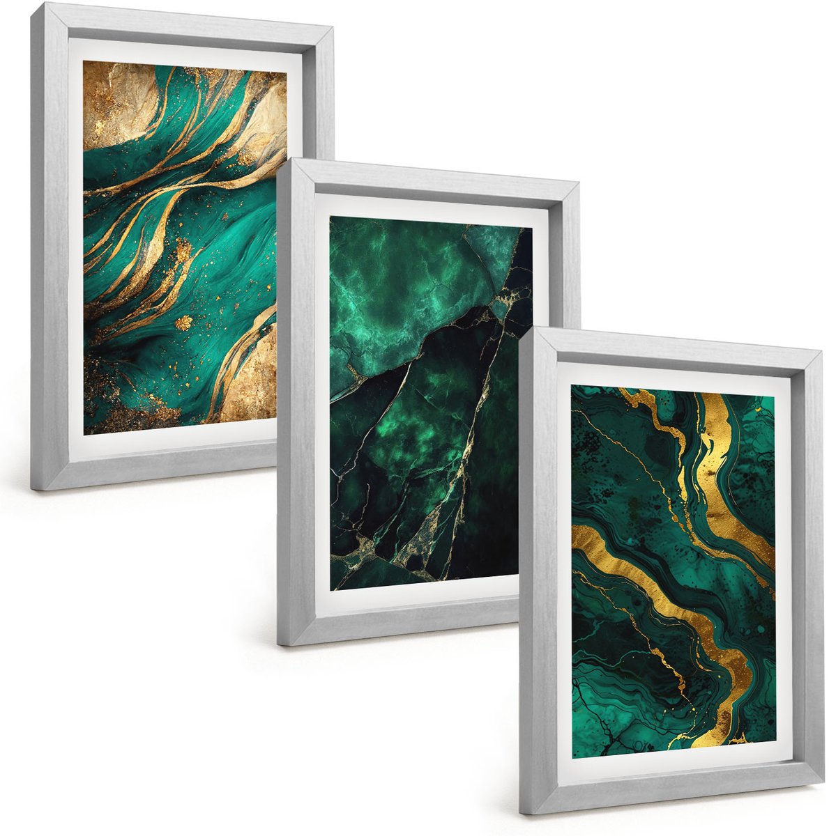 Tulup 4-Delige Schilderij Set - Elegante abstracte steenpatronen - 20 x 30 cm - Wanddecoratie - Muurdecoratie - Moderne Interieurdecoratie - Woonkamer Decoratie