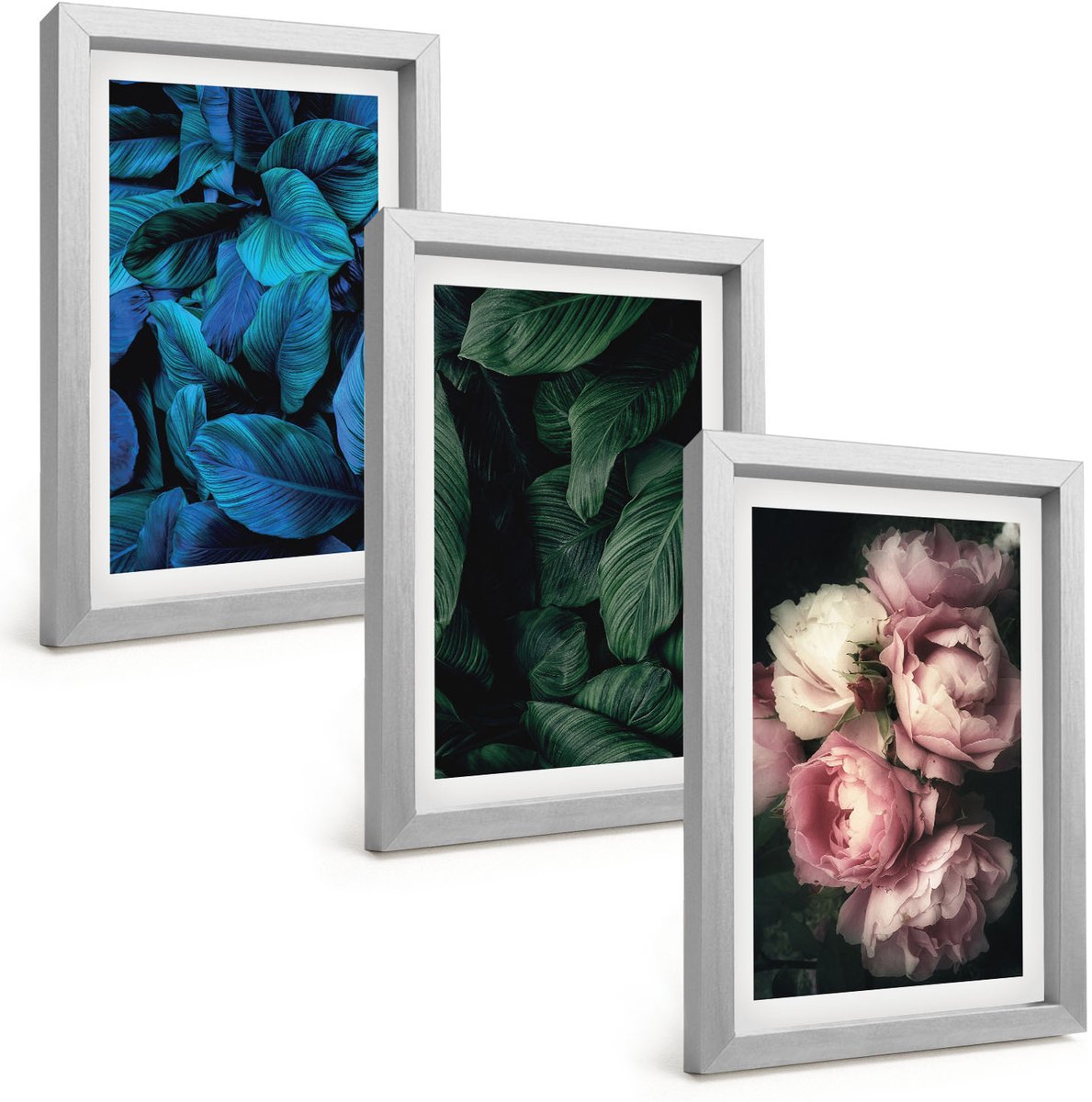 Tulup 4-Delige Schilderij Set - Bladeren en bloemen in verschillende kleuren - 20 x 30 cm - Muurdecoratie - Wanddecoratie - Hal - Decoratieve Schilderijen