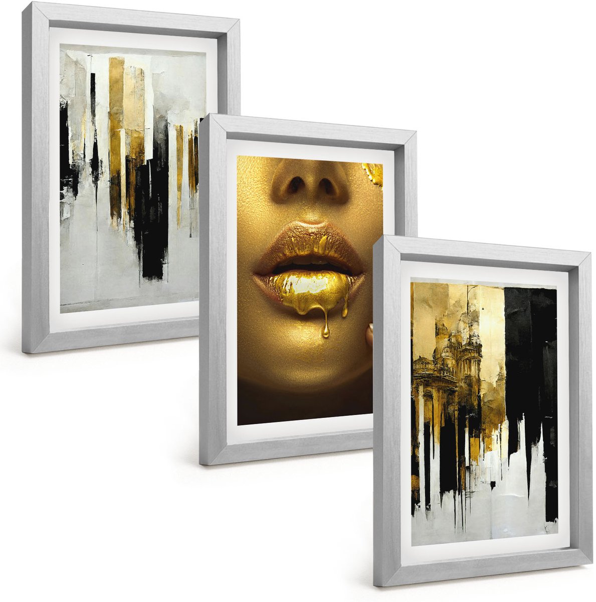 Tulup 4-Delige Schilderij Set - Abstracte schilderkunst en portret van een vrouw - 20 x 30 cm - Muurdecoratie - Decoratieve Schilderijen - Wohnzimmer - Woonkamer Decoratie