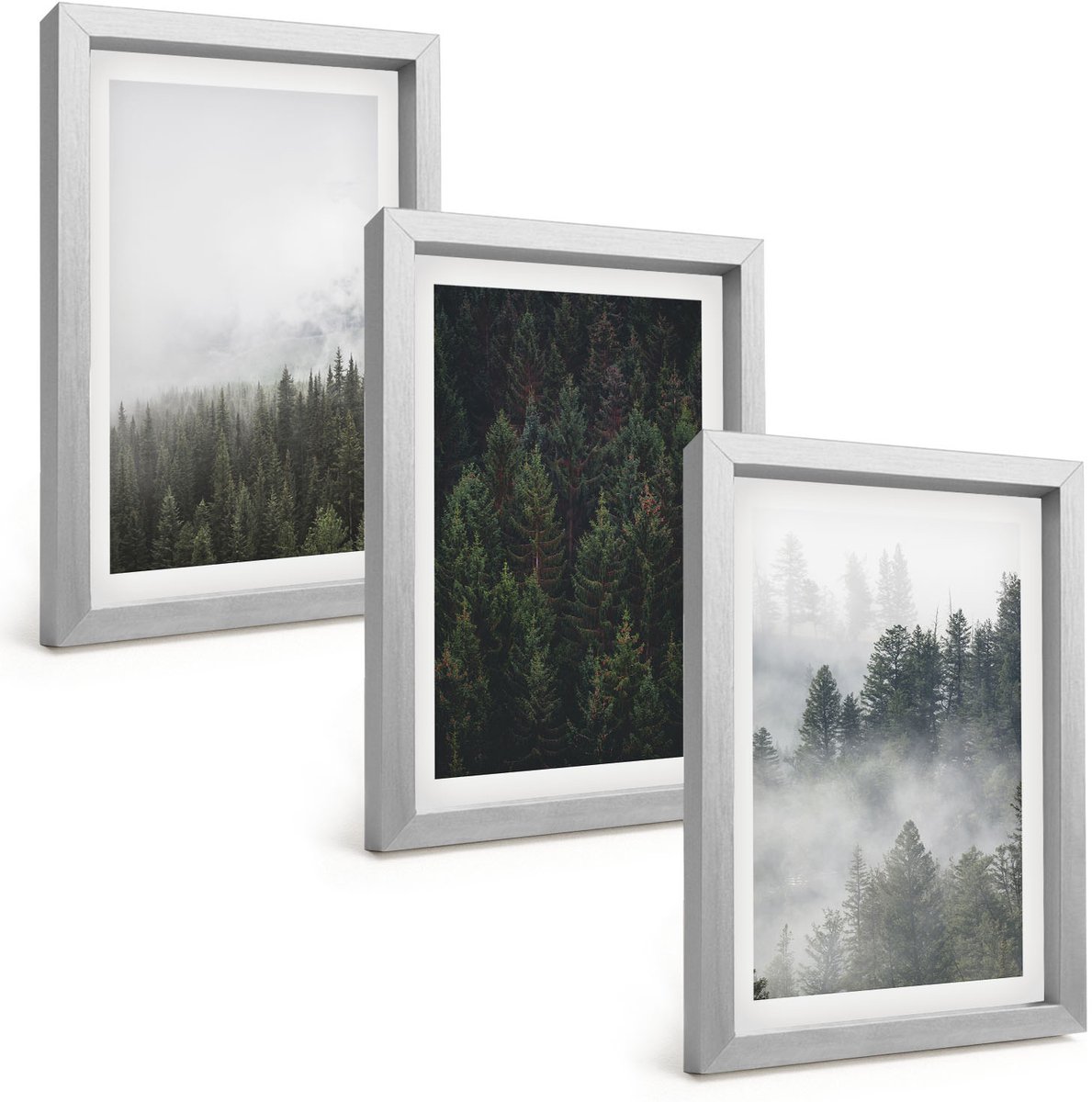 Tulup 4-Delige Schilderij Set - Groene bossen in een mistige natuurlijke omgeving - 20 x 30 cm - Stijlvolle Wanddecoratie - Interieur - Moderne Wanddecoratie