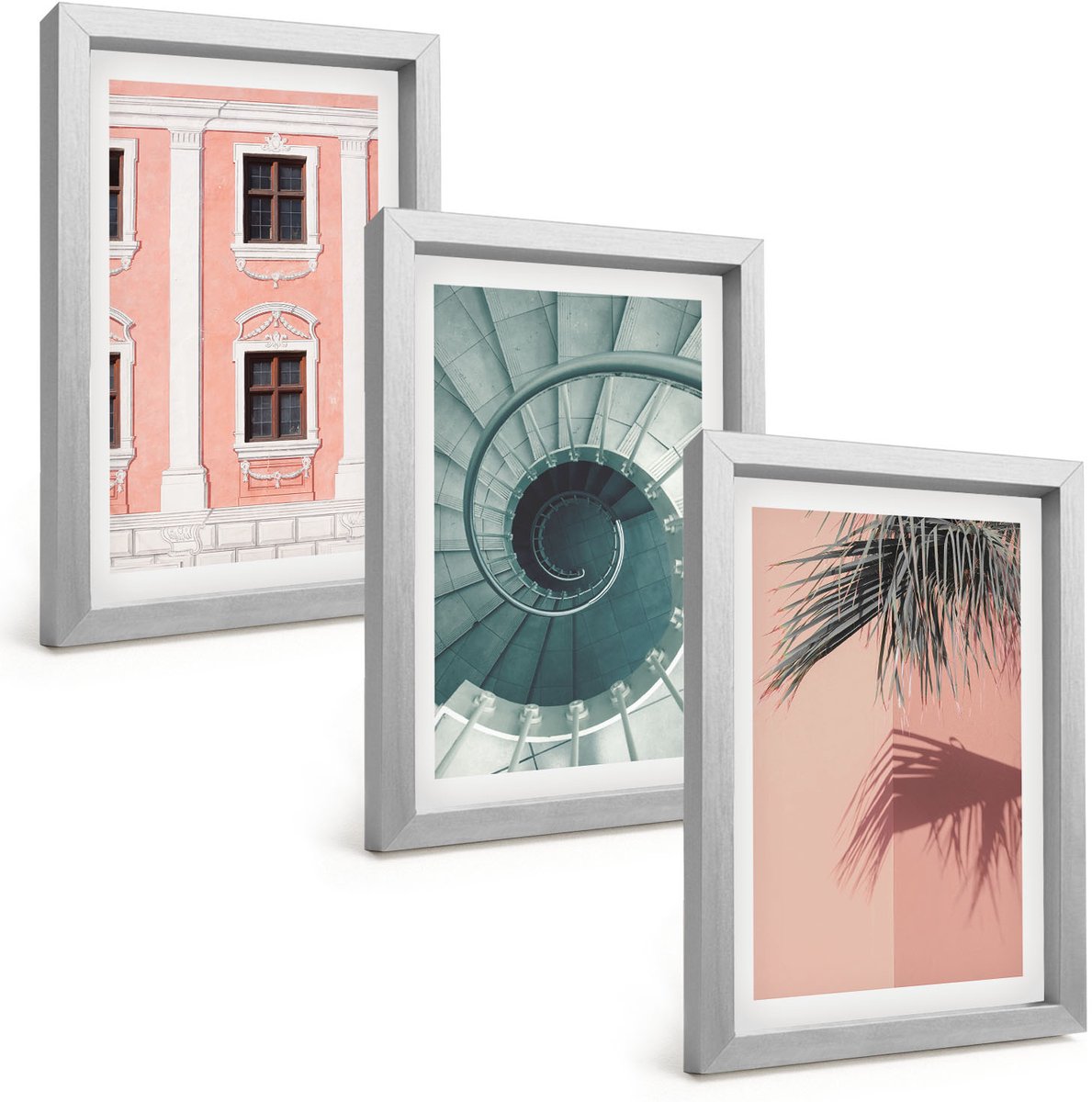 Tulup 4-Delige Schilderij Set - Pastelkleurige architectuur en spiraalpatronen - 20 x 30 cm - Moderne Wanddecoratie - Slaapkamer - Woonkamer Decoratie