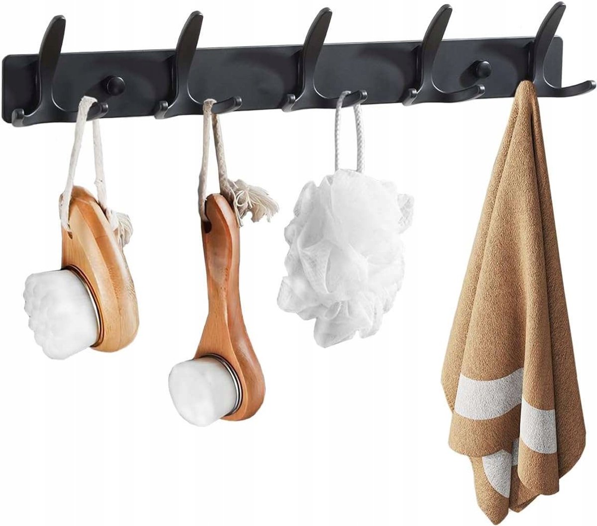 Zwarte Aluminium Wandkapstok met 15 Haken