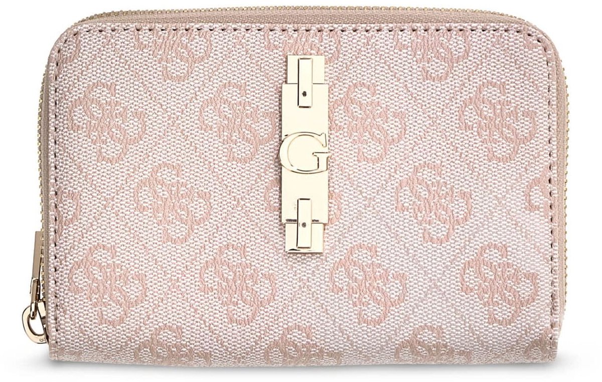 GUESS portemonnee Yvonne Logo SLG Medium Zip Around Wallet Stone Logo beige