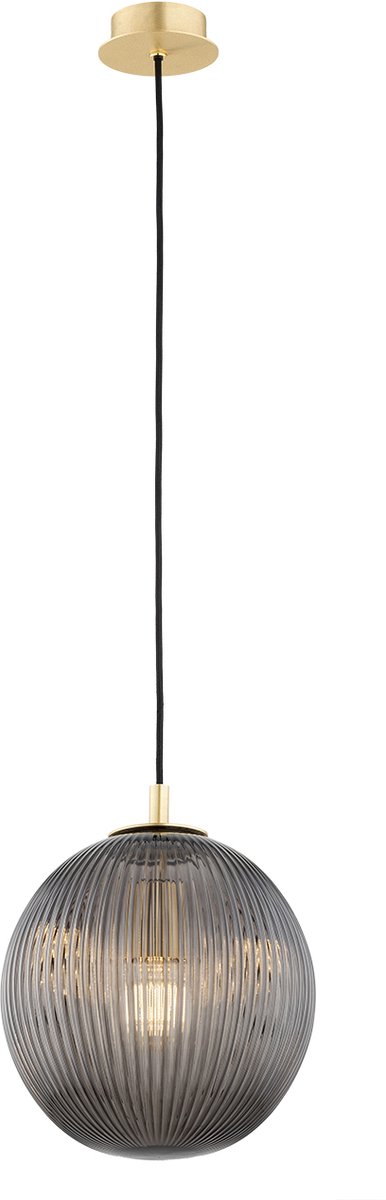 PALOMA Hanglamp - Rookglas & Geborsteld Messing, E27