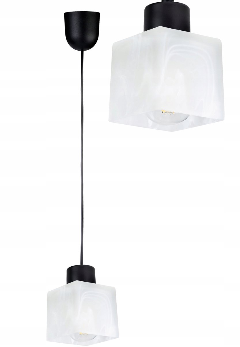 Hanglamp met glazen bol, E27, max 60W, 100cm