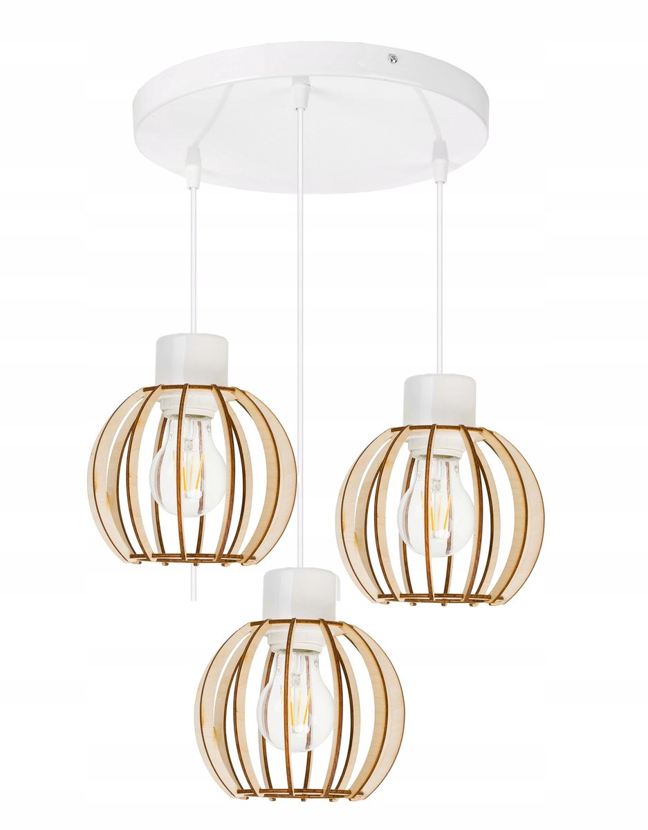 Hanglamp Loft Hout E27 3 lichtpunten