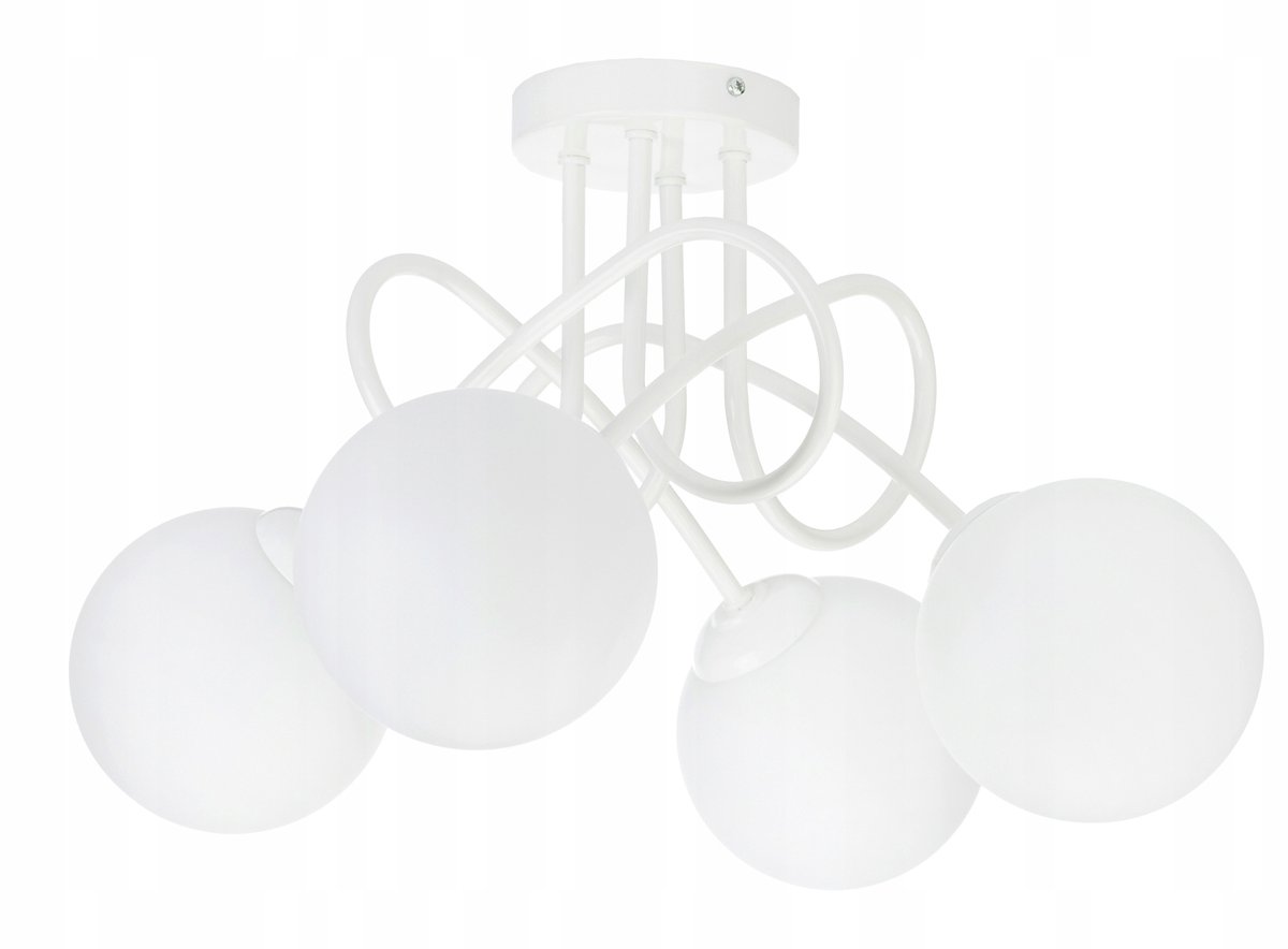 Hanglamp Plafond Loft Glazen Bol 4x E27 Wit Mat