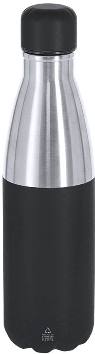 Thermische fles van 550 ml capaciteit, gemaakt van gerecycled roestvrij staal met dubbele wand Fanox Zwart