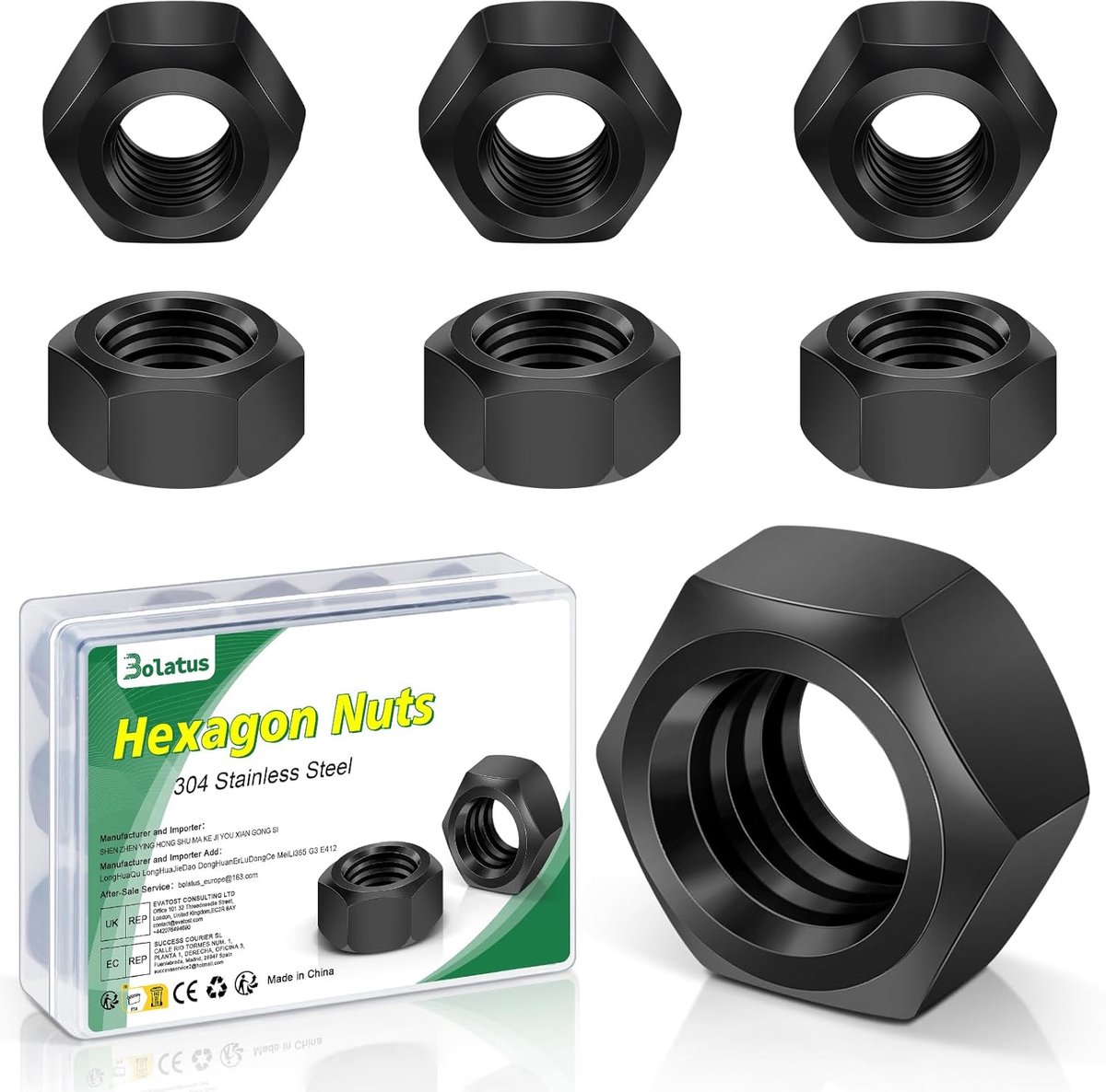 25 Pieces M6 Nuts, Bolatus Hex Nuts Stainless Steel 304, Flat Nuts M6 Stainless Steel for Screws, Threaded Rods - ShopVlot