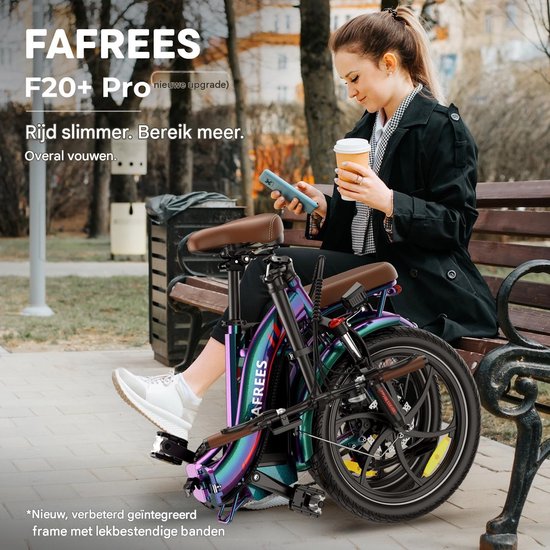 Fafrees 25AH Elektrische vouwfiets - E-Bike - 20 x 3.0 Inch Banden - Maximaal bereik 150 km - Shimano 7 versnellingen - 20 Inch opvouwbare City Commuter E-Bike - Elektrische stadsfietsen– Grijs van FAFREES — afbeelding 5