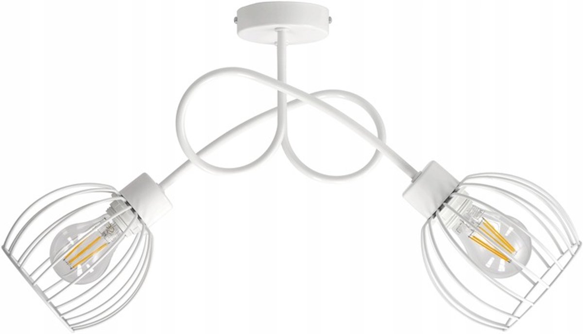 Hanglamp Loft Metaal Wit Dubbele Draadbol E27