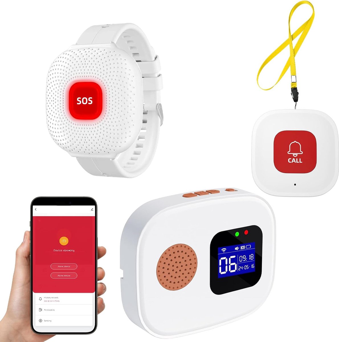 Wifi-alarm voor ouderen, intelligente app, armband, alarm, senioren, noodknop voor patiënten, senioren, gehandicapten - ShopVlot