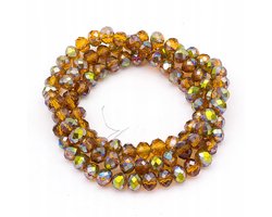 Merkloze Glazen Kralen AB-Kleur, Facet Rondel, 6x4mm, 100 stuks