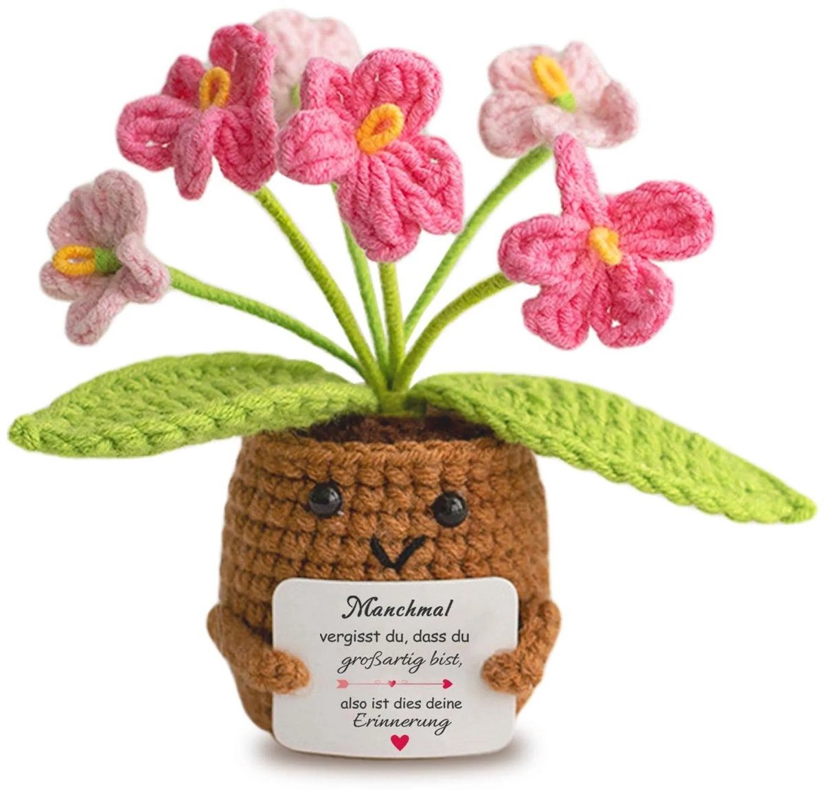 Casalora - Handgebreide Mini Bloemen - Gehaakte Bloemendecoratie - Creatieve Tafeldecoratie voor Kantoor - Handgemaakt Cadeau voor Vrouwen - Roze