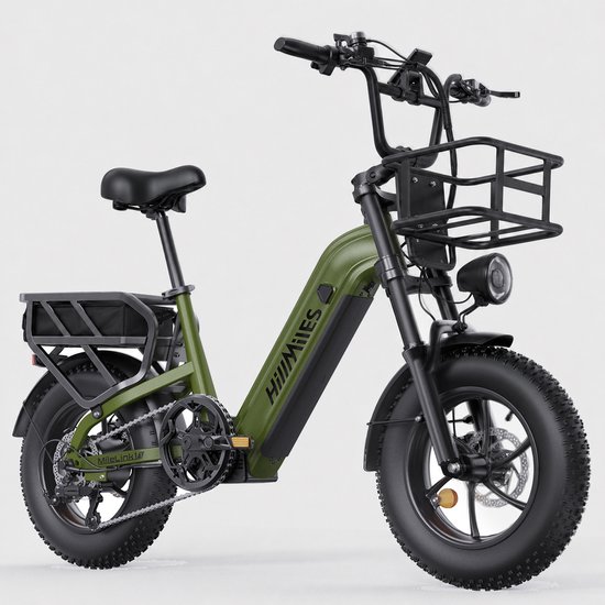 HillMiles MileLink 1 Elektrische fiets 250W 65Nm | Dubbele accu 48V (18+22,5Ah) | Hydraulische remmen, brede banden, grote achterdrager | Inclusief kinderfietszitje en voormand‑set, Stads‑ en terreinfiets, Groen — afbeelding 2