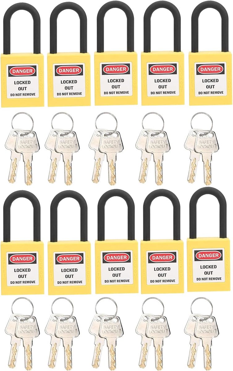 Lockout Tagout Locks 10 Sets Lockout Lock 2 Keys Per Lock Nylon Designed Dustproof Safety Padlock for Lock Out Tag Out - ShopVlot
