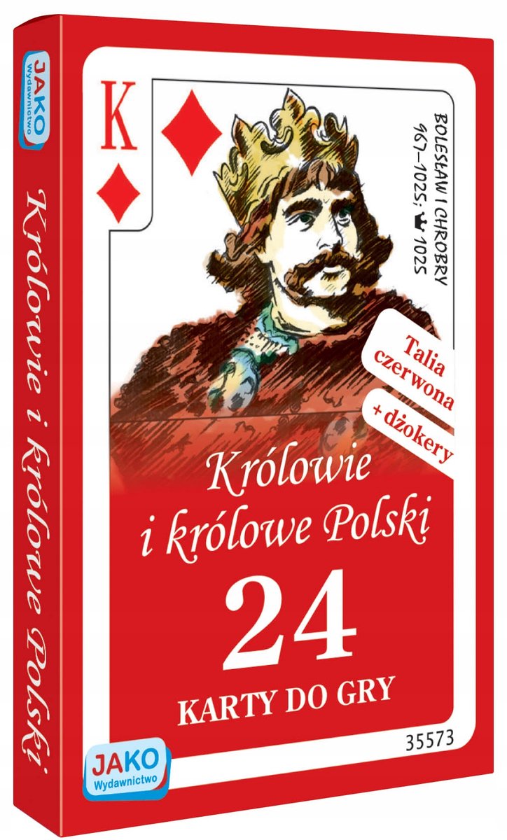 Speelkaarten: Poolse Koningen & Koninginnen, 24 kaarten, rode editie