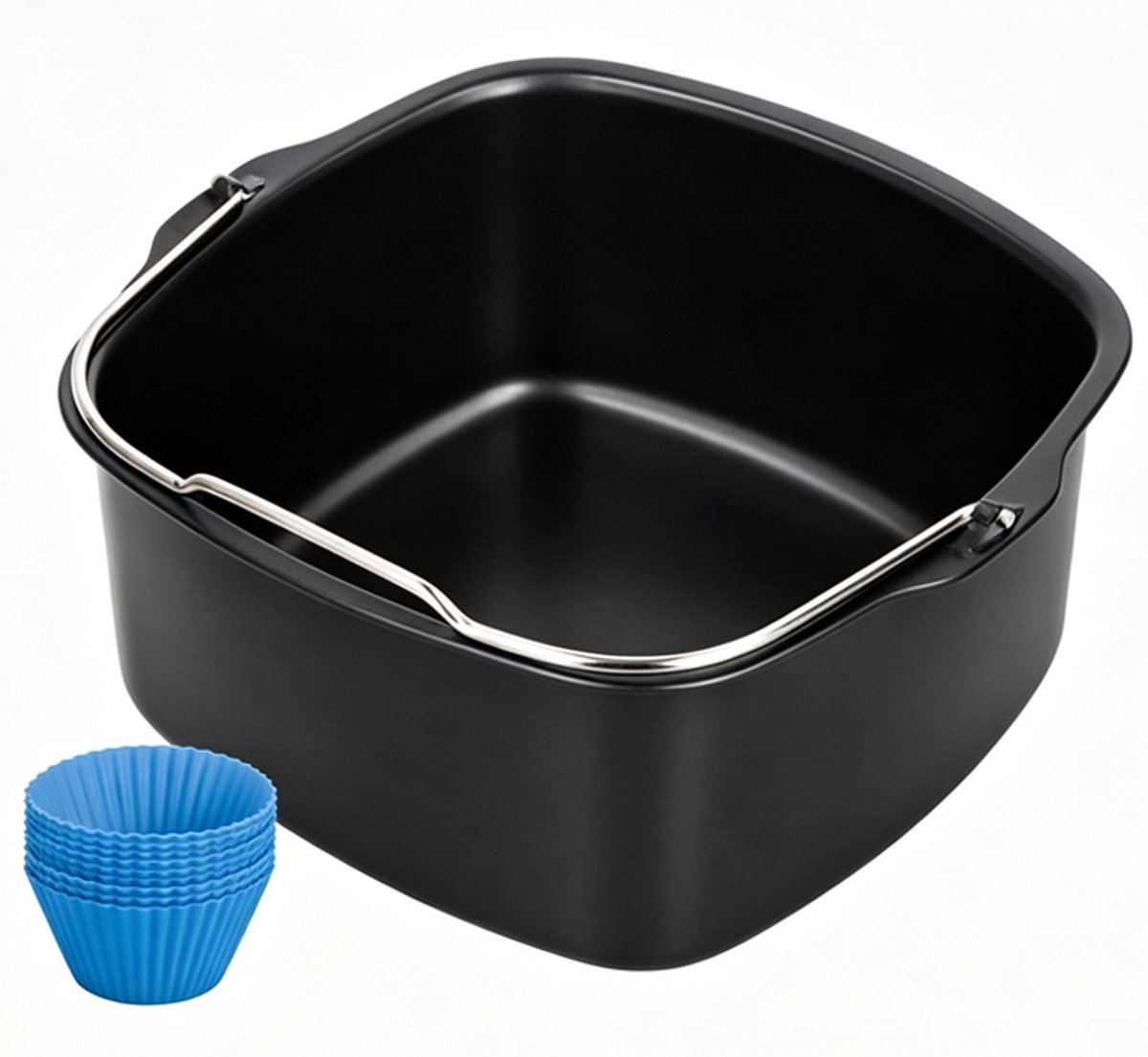 OUYLAF airfryer bakvorm - airfryer accessoires - airfryer bakvorm 20 cm - bakaccessoires airfryer - bakvorm airfryer 22x7cm - Verdikte muffinbeker - Bakaccessoire met 9 muffinvormen