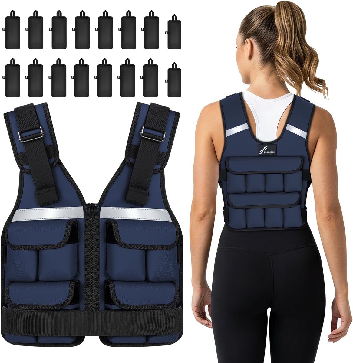 Verzwaringsvest - Blauw - Verstelbaar - Neopreen - Voor Dames en Heren