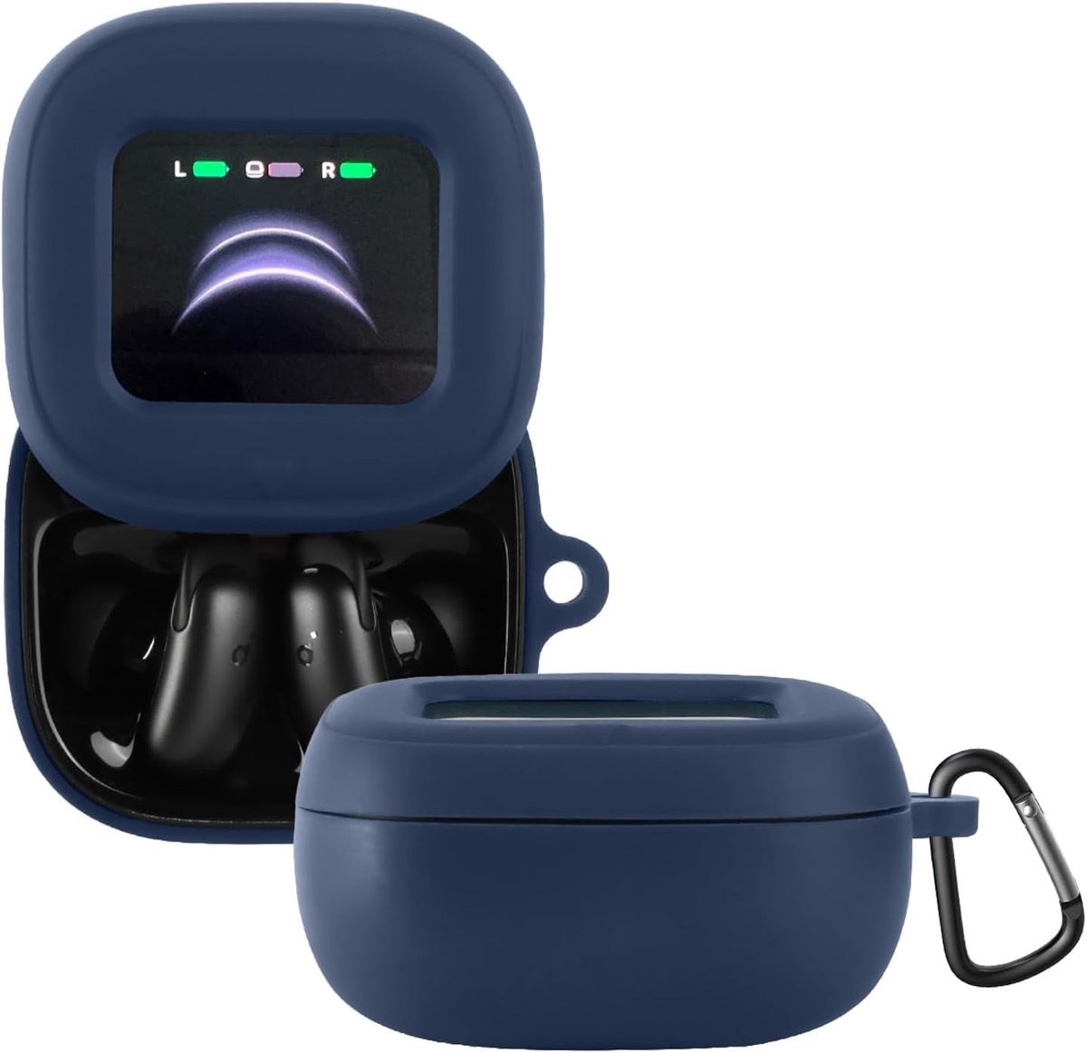 KUSINHOKA Hoes compatibel met Soundcore Liberty 5 Pro Max, siliconen beschermhoes met sleutelhaak, zachte - ShopVlot