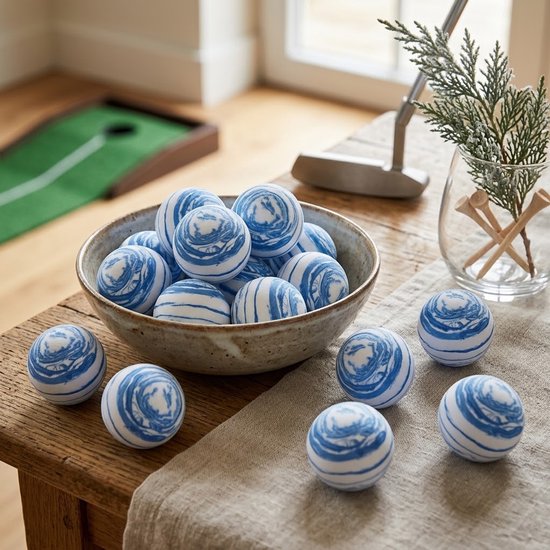 Wit blauwe golf oefen ballen set van 16 voor heren en dames – 42 mm schuim golfballen – zachte golf trainings ballen voor binnen en buiten – golf trainings materiaal — afbeelding 3