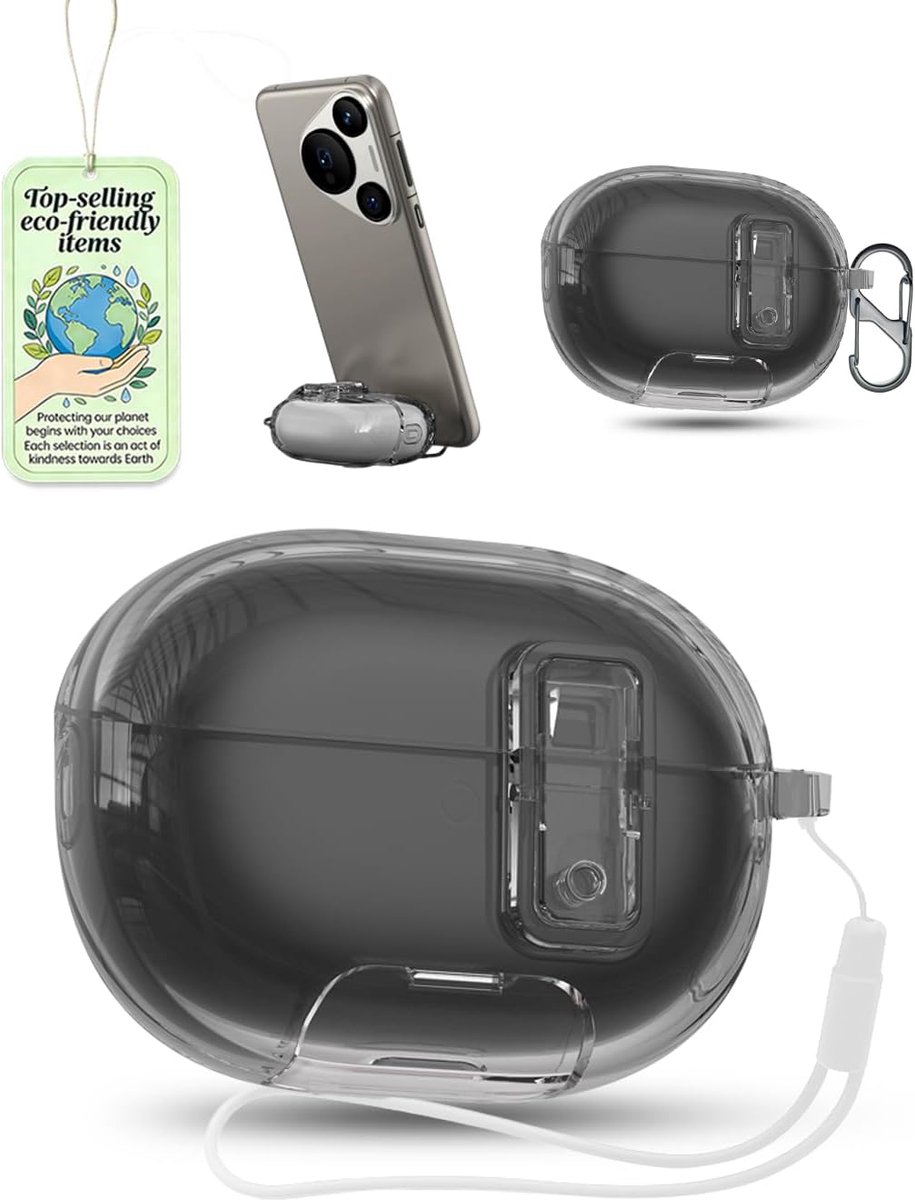 Transparante TPU-hoes voor Huawei FreeBuds pro 5 - Powfix accessoires inbegrepen: draagkoord en ring in 8-vorm - ShopVlot