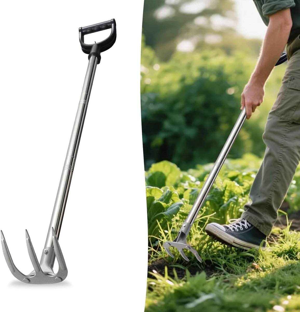 Tuinharkjes klein - 165 cm - Tuinhark met halve maan kantensnijder - Tuingereedschap voor precisiewerk